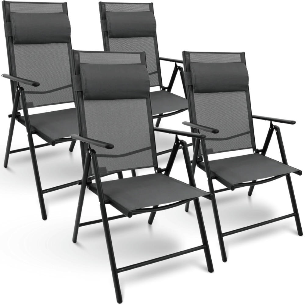 GARTENSTUHL Hochlehner Verstellbar 4er Set VOGT Anthrazit - Anthrazit, Metall (108/106/65cm) - DELUKE