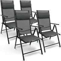 GARTENSTUHL Hochlehner Verstellbar 4er Set VOGT Anthrazit - Anthrazit, Metall (108/106/65cm) - DELUKE