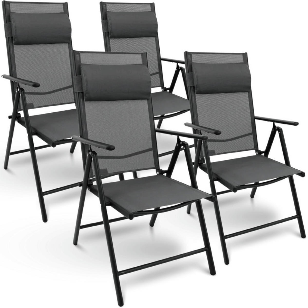 GARTENSTUHL Hochlehner Verstellbar 4er Set VOGT Anthrazit - Anthrazit, Metall (108/106/65cm) - DELUKE