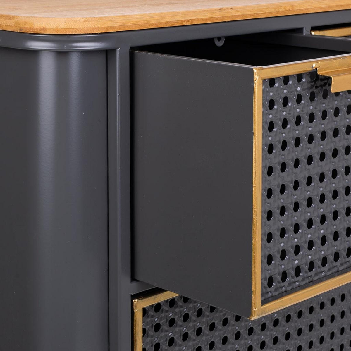 NACHTTISCH aus Metall und Holz, schwarz, 58x33x60cm - Multicolor, Metall (58/60/33cm) - Wanderlust