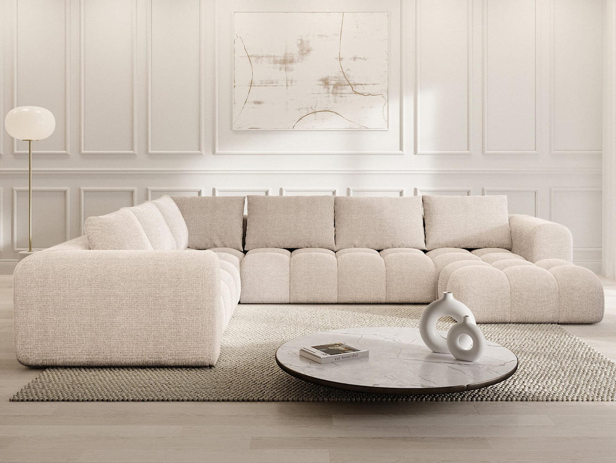 WOHNLANDSCHAFT Casaluna U-Form Beige Strukturstoff - Beige, Kunststoff (338/88/267cm)