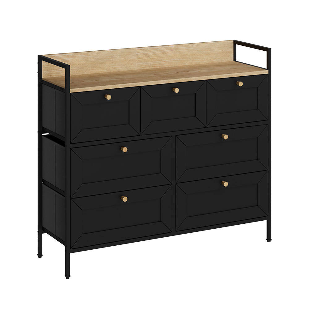 KOMMODE Belaro Schwarz 98 x 85 cm mit 7 Schubladen - Schwarz, Holzwerkstoff (98/85/30cm) - Vicco