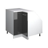 KOTNI KUHINJSKI ORMAR ZA KOSINE KROVA R-Line Antracit visokog sjaja 75.6 cm s 1 vratima, korpus ormarića dubine 60 cm - bijela/crna visoki sjaj, drvni materijal (75.6/83.8/60cm) - Vicco