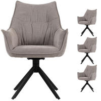 DININGSESSEL Ginosa - 4er Set - drehbar - hellgrau - Hellgrau/Schwarz, Textil/Metall (62/90/66cm) - bene living