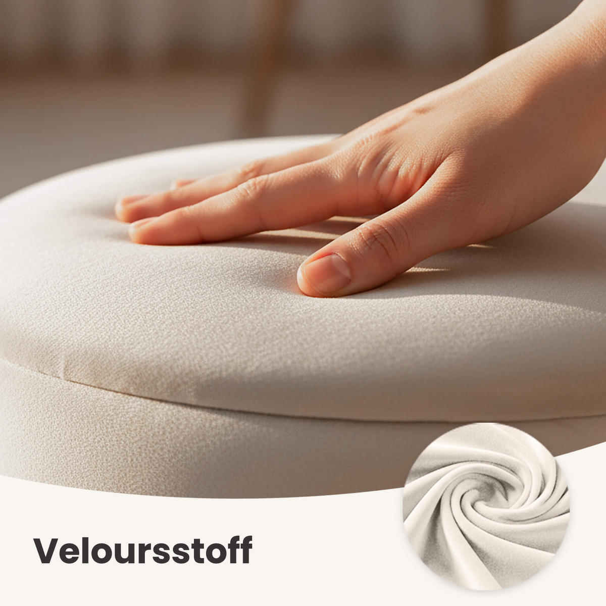 SITZBANK Creme - Creme, Textil/Metall (80/42/42cm) - Akord