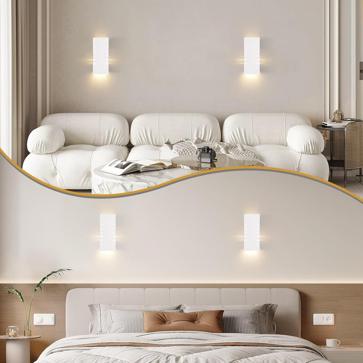 WANDLEUCHTE Llyxh 9.5/9.0/24.5 cm - Weiß, Metall (9.5/9/24.5cm) - ZMH