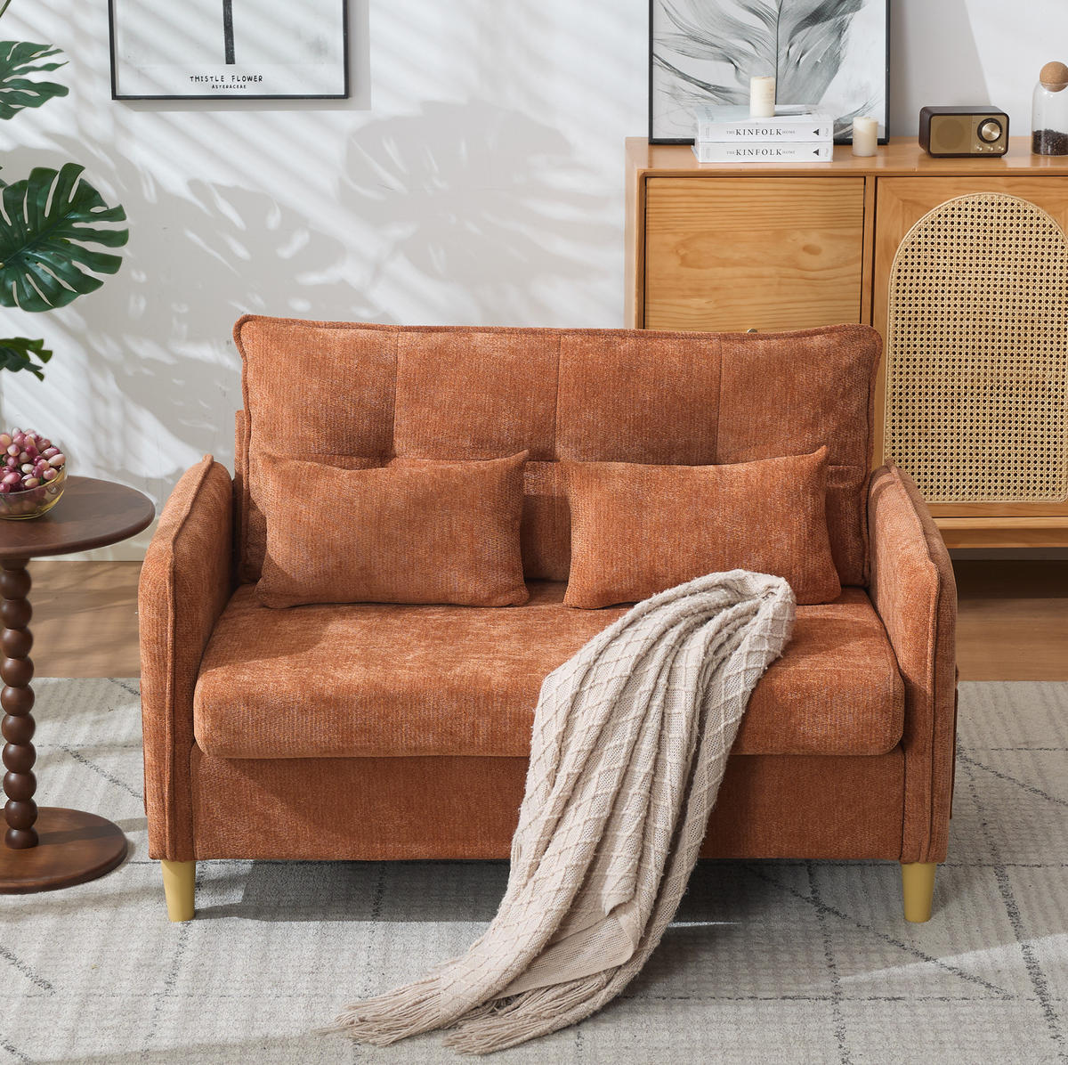 SOFA 2-Sitzer mit Armlehnen 127 cm Brown - Braun, Holzwerkstoff (127/83/75.5cm) - Meubliv