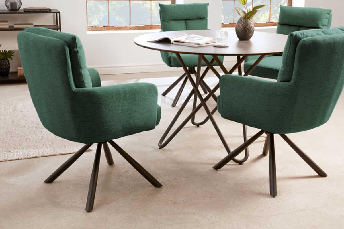 STUHL BIG GEORGE Strukturstoff Grün 90 cm - Schwarz/Grün, Textil/Metall (60/92/67cm) - riess-ambiente