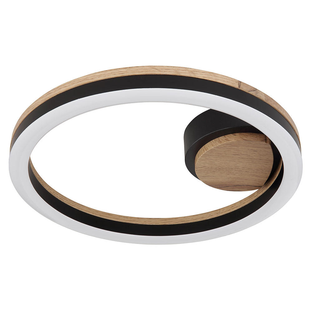 LED DECKENLEUCHTE Metall Schwarz Holzoptik - Schwarz, Metall (30/30/5.8cm) - Globo Lighting