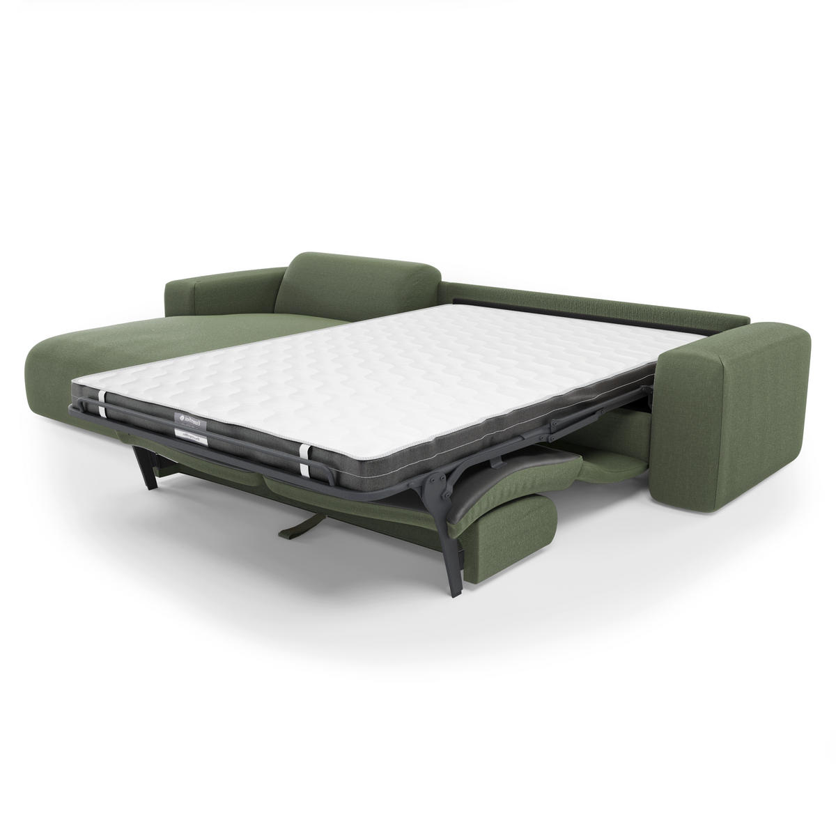ECKSOFA LINKS SCHLAFSOFA Rastergewebe Olivgrün 280cm - Olivgrün, Textil (165/280cm) - Sia Home