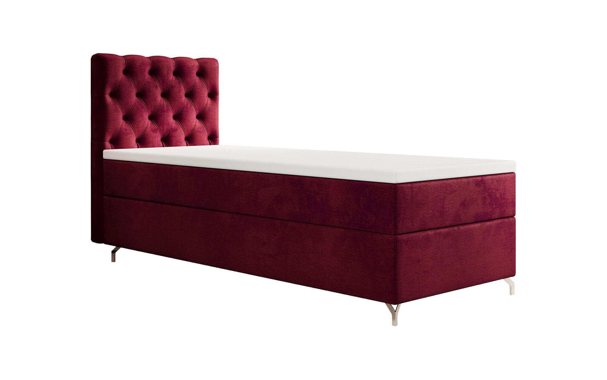BOXBETT CHESTER P mit Matratze H3, Bonell und Topper 100x200 Monolith 59 - Rot, Textil (100/200cm) - Bedante