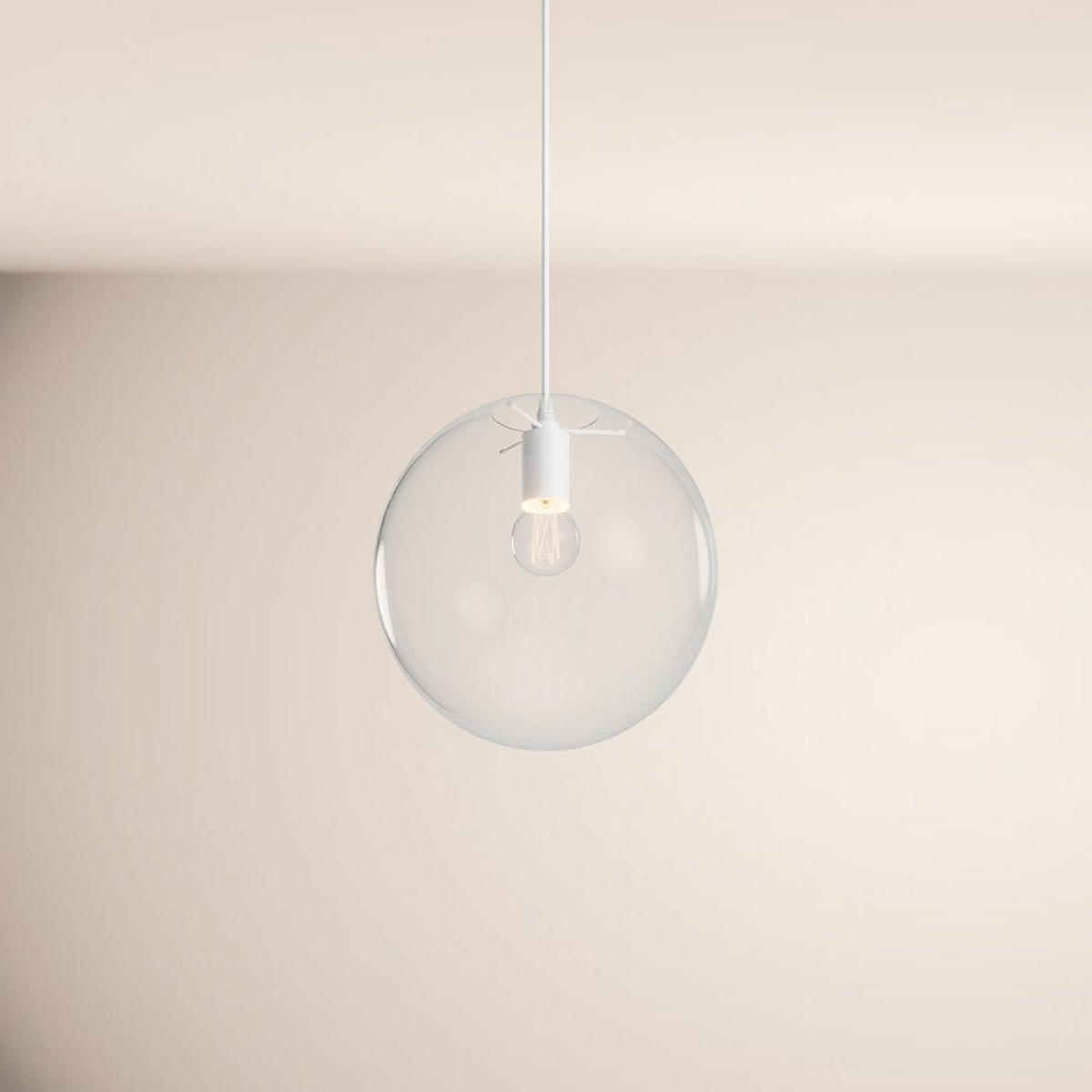 HÄNGELAMPE Orb 1.5m Abhängung Klar/Weiß Ø 30cm - Klar, Glas (30/30/30cm) - s.luce