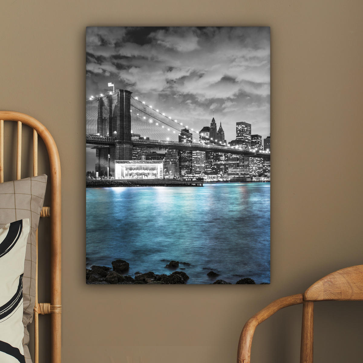 LEINWANDBILD New York - Skyline - Stadt - Blau 60x80 cm - Blaugrau, Textil (60/80cm) - MuchoWow