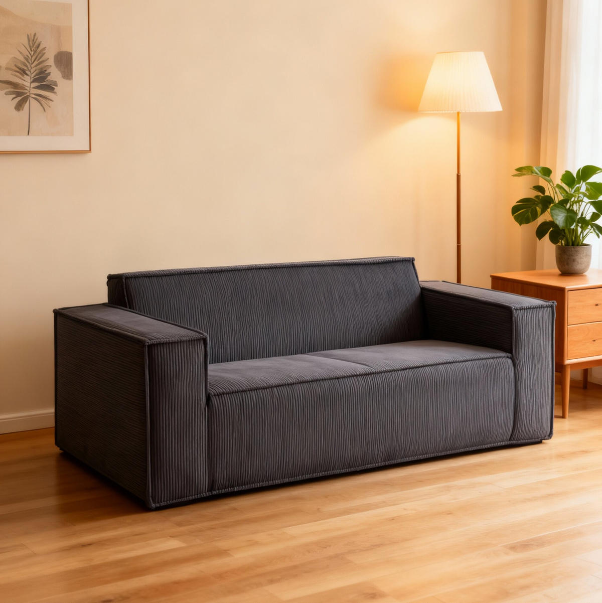 2-SITZER SOFA Cord Grau - Grau, Textil (178/70/86cm) - WISHDOR