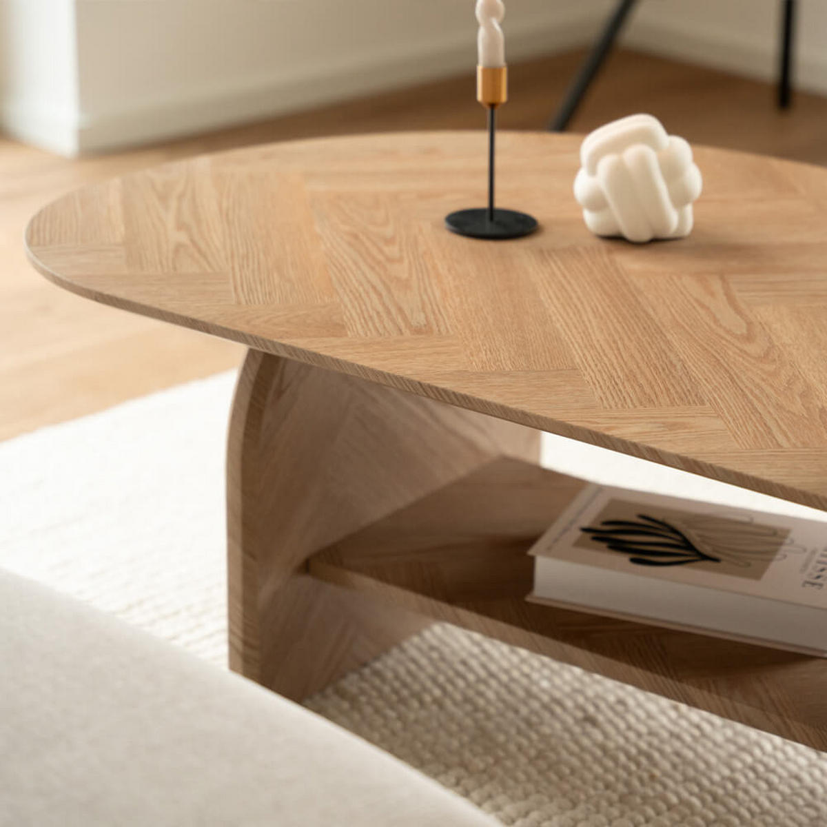 COUCHTISCH LIARA - Fishbone Oak - Braun, Holz (42/120/70cm) - Home Deluxe