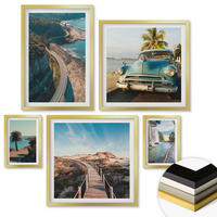 WANDBILDER 5er Set - 50x50 cm & 20x30 cm & 40x60 cm Goldrahmen - Fuji-Torii-Bambuswald, Japan - Goldfarben, Kunststoff (40/60cm) - ArtPrintCave