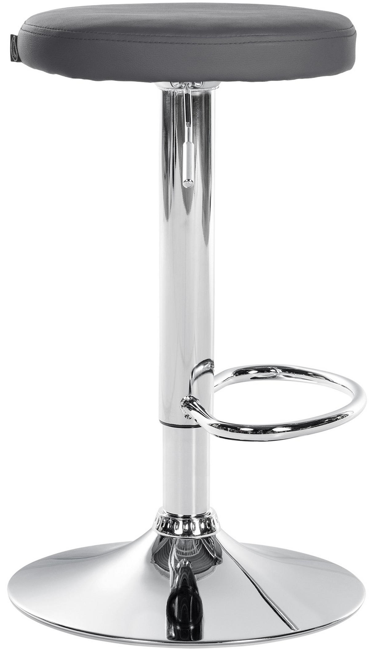 BARHOCKER Pontius Kunstleder chrom grau - Chromfarben/Grau, Kunststoff/Metall (38.5/81/38.5cm) - TPFLiving