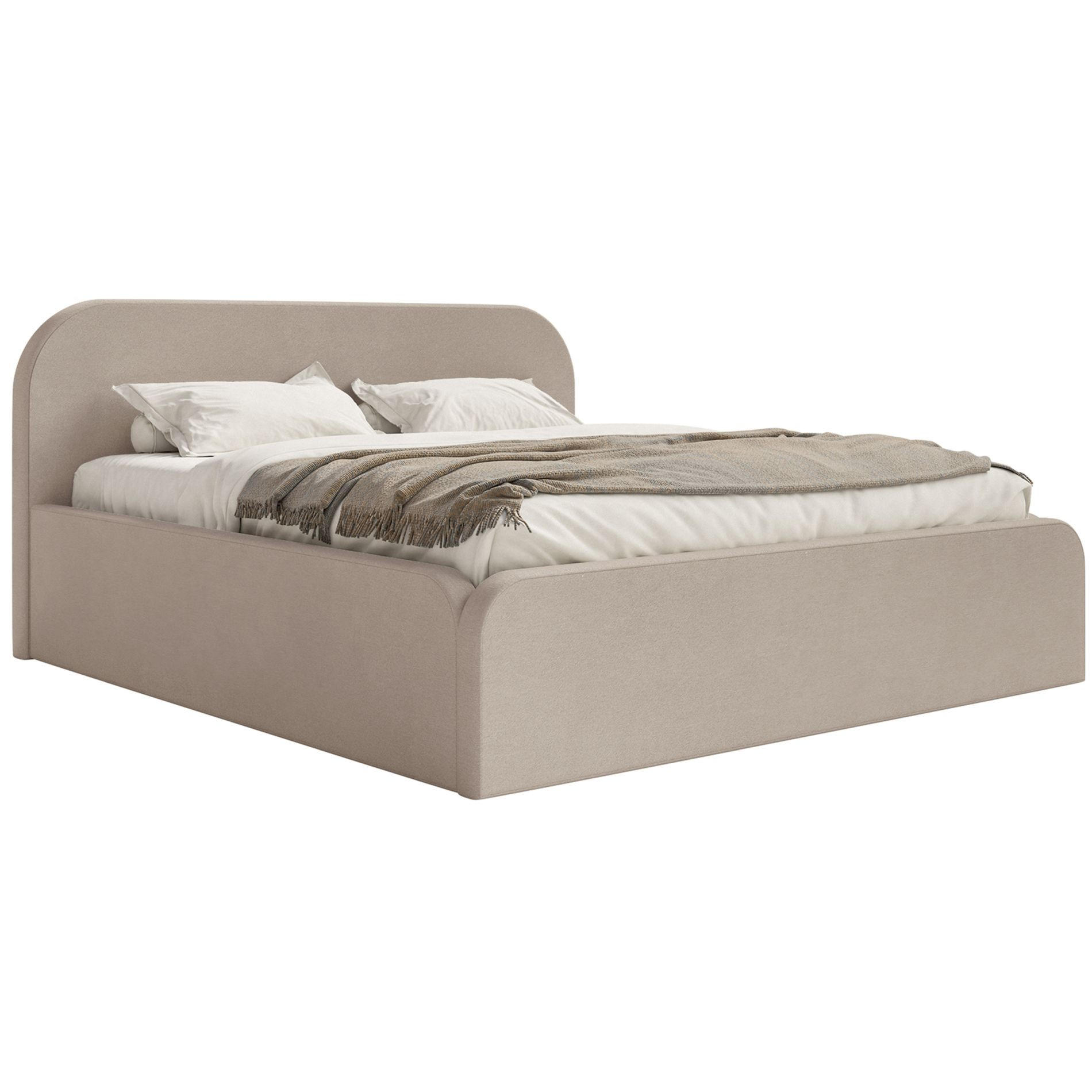 POLSTERBETT Umike Beige Samt mit Bettkasten 200x200 cm - Beige, Textil (200/200cm) - Selsey