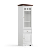 VITRINE Belluno Elegante Kiefer weiß (RAL9010) lackiert / Kiefer gebeizt, Nussbaumfarben 59,5 / 44 / 190cm - Nussbaumfarben/Weiß, Holz/Metall (60/190/44cm) - Feldmann-Wohnen