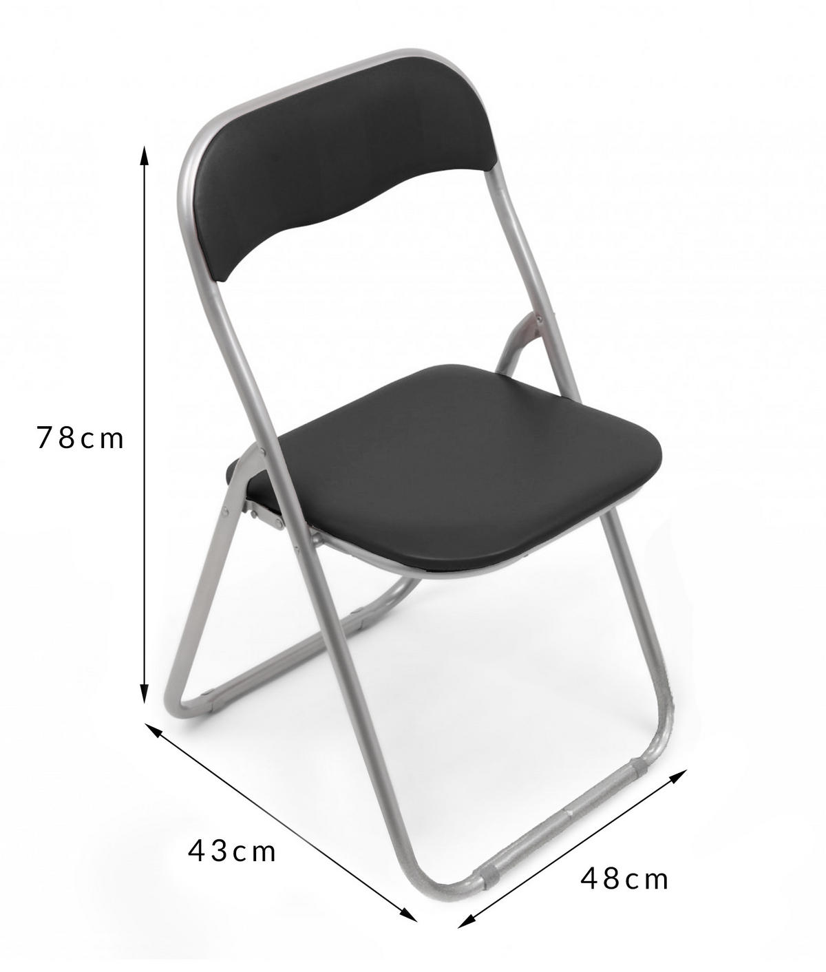 KLAPPSTUHL 4er Set in Metall Schwarz 47x43h79.5 - Grau, Metall (43/79.5/47cm) - DMORA