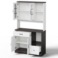 BUFFET 105/40/185 cm Weiß mit verstellbaren Einlegeböden, 2 Schubladen und farbwechselnder LED-Beleuchtung - Weiß, Holz (105/185/40cm) - Oxeza