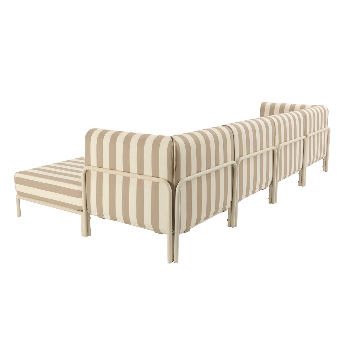 GARTENSOFA mit 5 Sitzplätzen, Beige - Beige, Metall - Oviala