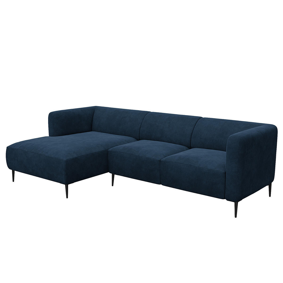 2,5-SITZER ECKSOFA mit Longchair - Schwarz/Dunkelblau, Textil/Metall (271/148cm) - home24