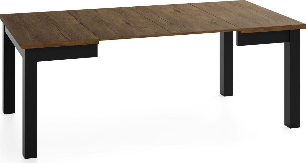 ESSTISCH Toren ausziehbar verlängerbar quadratisch, Eiche Braun Rustikal 90-190/90/76.5 cm - Alteiche/Schwarz, Holz/Holzwerkstoff (90/90/77cm) - WFL GROUP