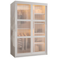 SCHWEBETÜRENSCHRANK 200/120/62 2-türig - Silberfarben/Weiß, Holz/Kunststoff (120/200/62cm) - Abiks Möbel