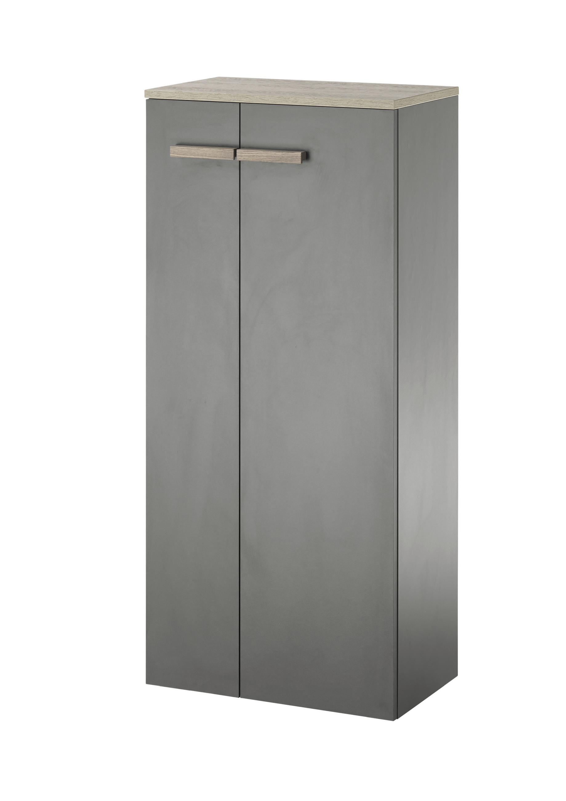 HOCHSCHRANK S12 Anthrazit Matt & Eiche Dekor 51/115/30 cm - Grau, Holzwerkstoff (51/115/30cm) - Livojo