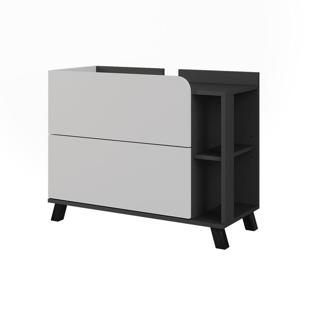WASCHBECKENUNTERSCHRANK Karen, Weiß/Anthrazit, 80 x 65 cm mit 2 Schubladen - Anthrazit/Weiß, Holzwerkstoff (80/65/35cm) - Vicco