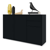 KOMMODE Ben Front in Schwarz matt - Schwarz, Holzwerkstoff (117/74/36cm) - Vladon