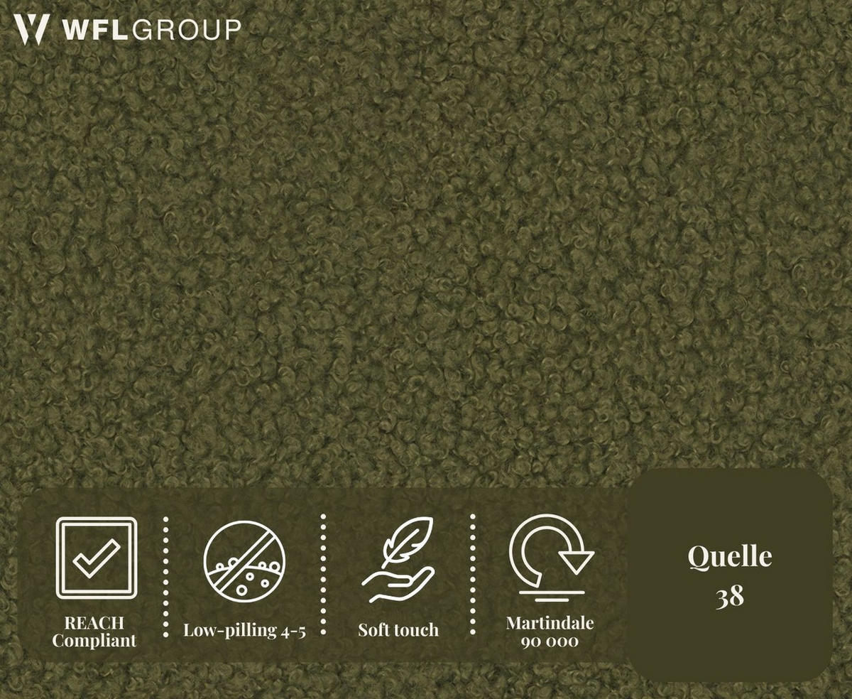 ECKSOFA Hana Loft 3-Sitzer Ecke Rechts, Boucle, Grün 241/80/168 cm - Schwarz/Grün, Textil/Metall (241/168cm) - WFL GROUP