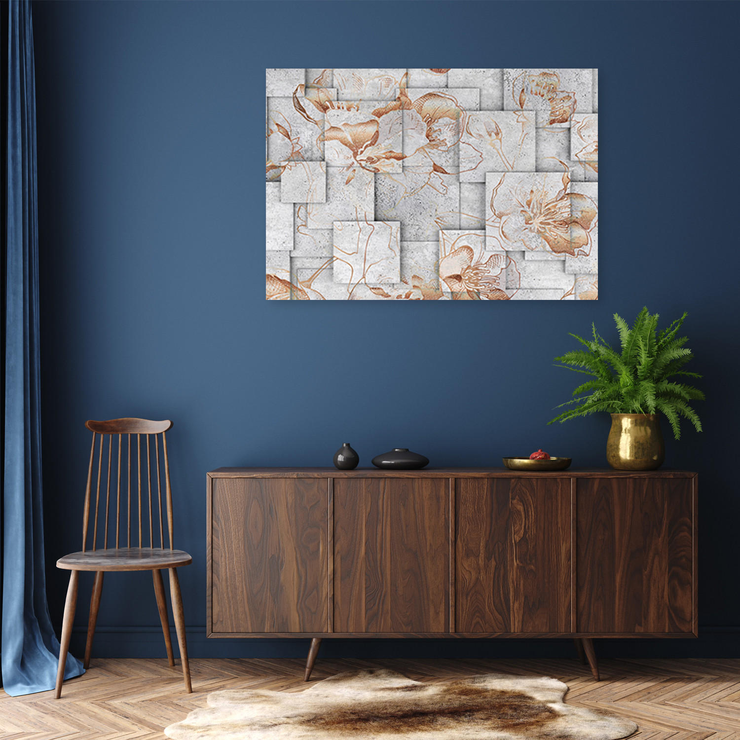 WANDBILD lilien blumen 3d hintergrund - Grau, Textil (60/40cm) - Feeby