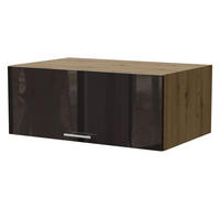 AUFSATZSCHRANK Essen W6B/90 Schwarz Hochglanz / Eiche Artisan Matt 90 / 59 / 36cm - Schwarz Hochglanz/Schwarz, Holz/Holzwerkstoff (90/36/59cm) - Feldmann-Wohnen