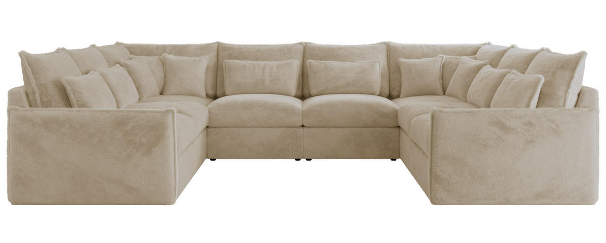 WOHNLANDSCHAFT VERSO U 8M Creme Plüsch - Beige/Creme, Kunststoff/Textil (362/93/270cm) - MKS