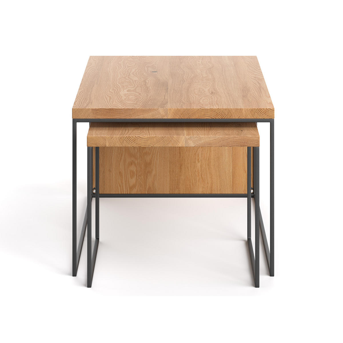 COUCHTISCH Mate -Set aus massivem Eichenholz - Eichefarben/Schwarz, Holz/Metall (100/60/50cm) - Danzz