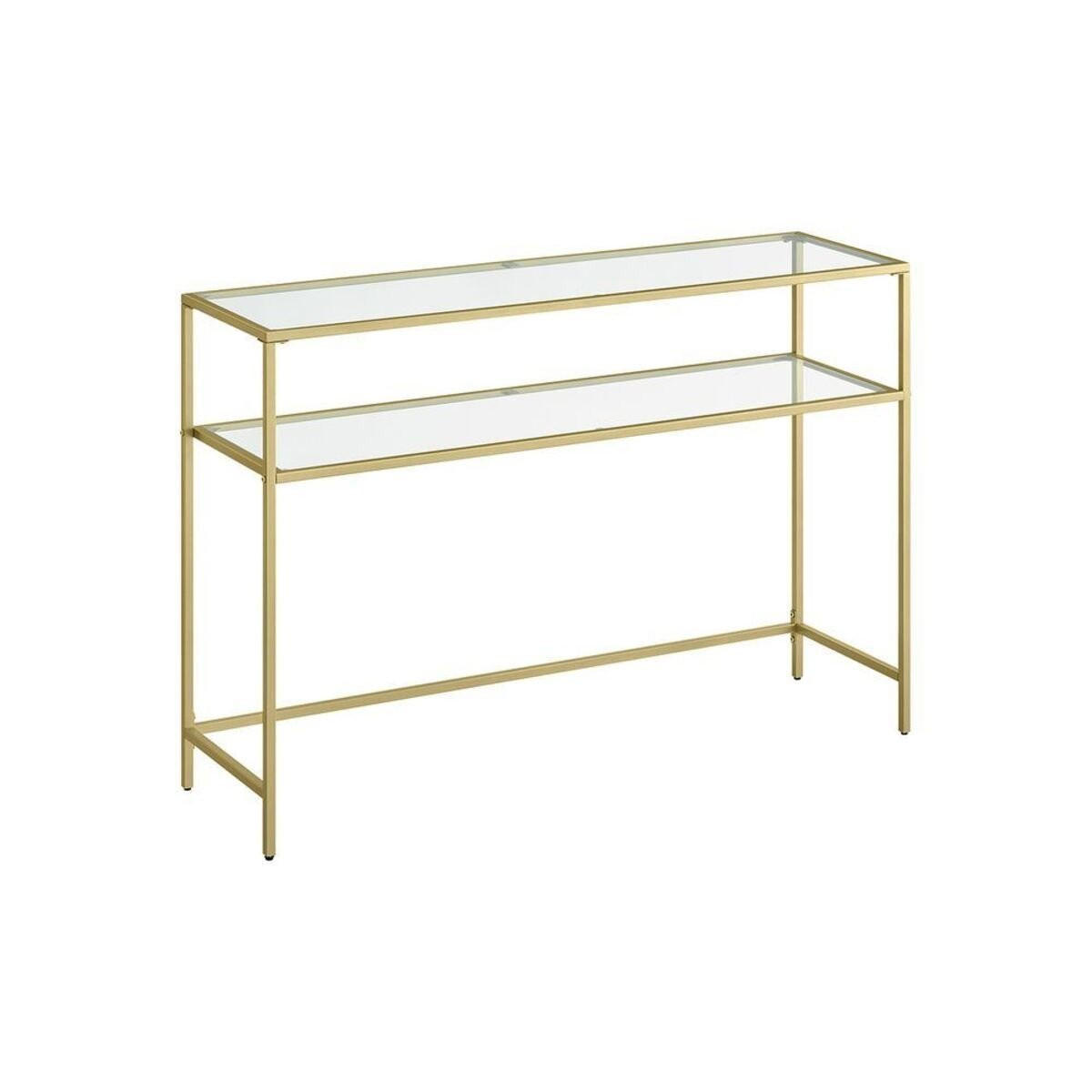 METALLKONSOLE mit 2 Regalen aus gehärtetem Glas 30/90/80 cm - Goldfarben, Metall (90/30/80cm) - Calicosy