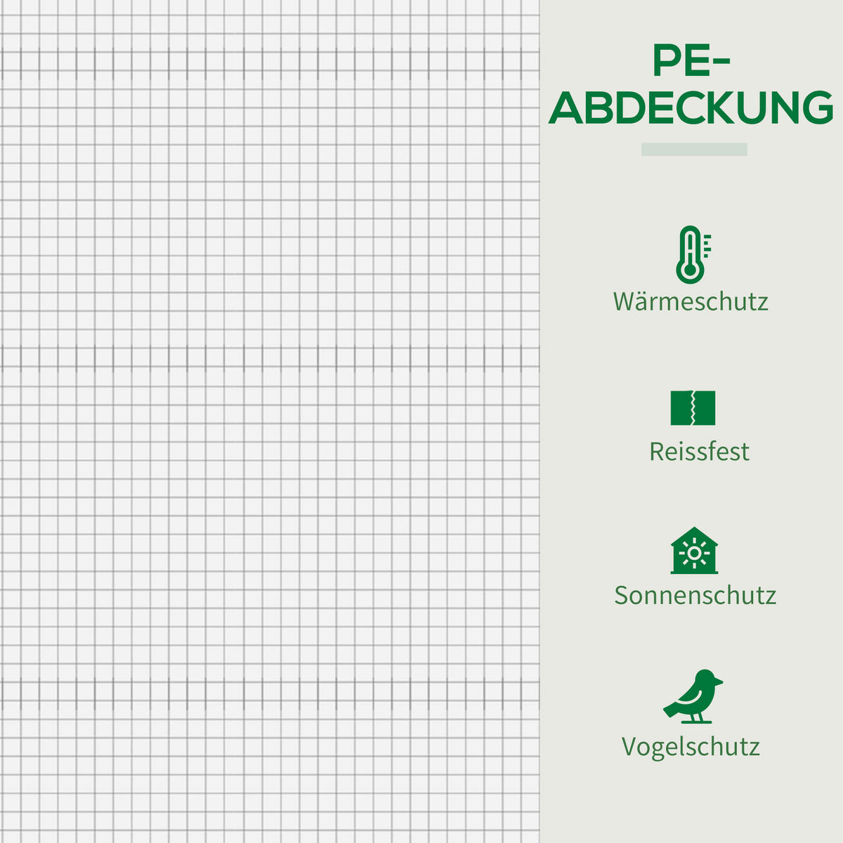 FOLIENGEWÄCHSHAUS, mit Rolltür, mit Seitenfenster, für Garten, aus Stahl, PE, Weiß - Weiß, Kunststoff/Metall (76/168/200cm) - Outsunny