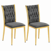 ESSSTUHL 2er-Set Samt Dunkelgrau/Gold 47 x 94,5 x 59,5 cm - Dunkelgrau, Metall (47/94.5/59.5cm) - Meubliv