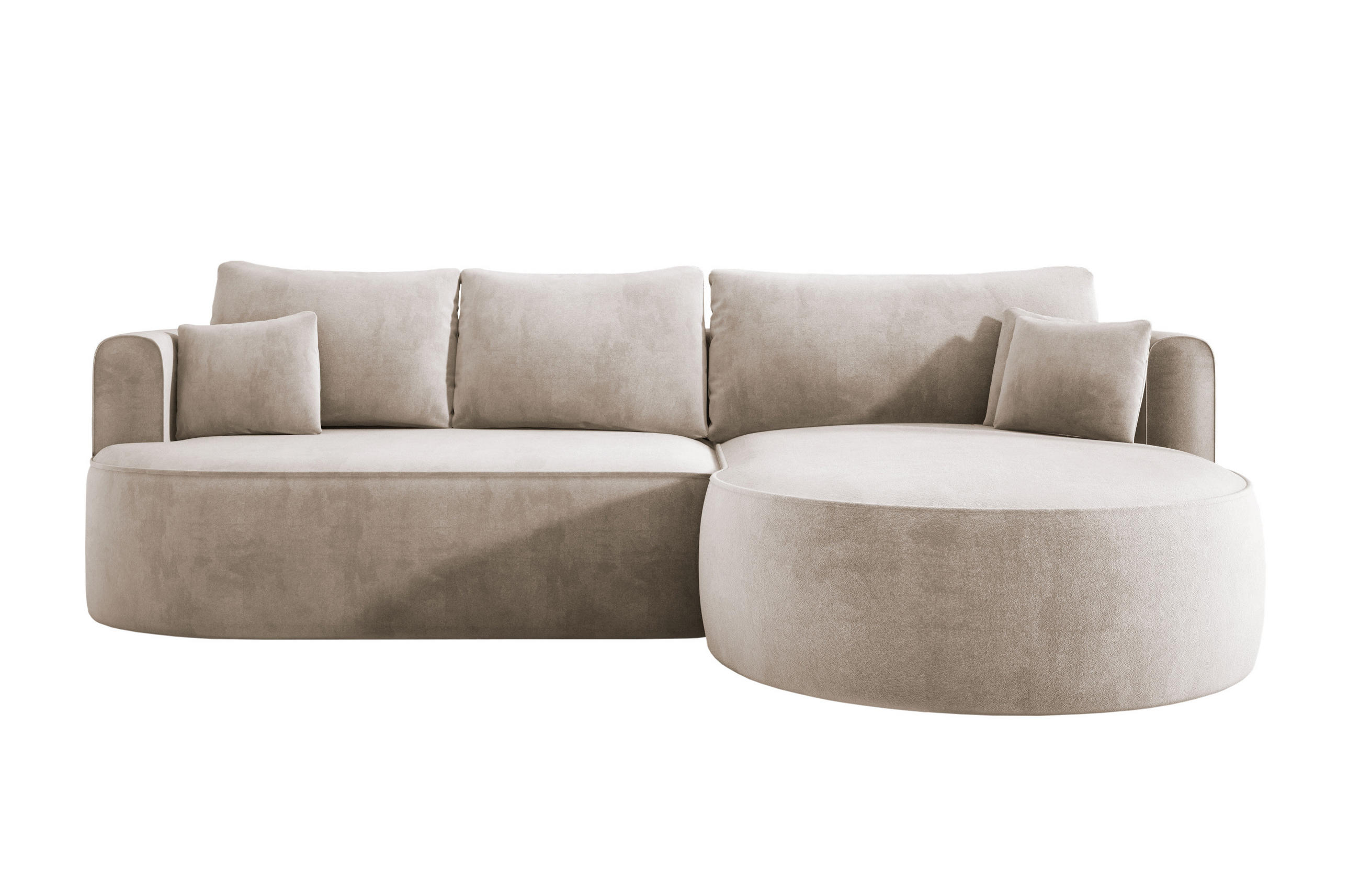 ECKSOFA FIORE L-förm Moderne Ausziehbare Schlaf-Funktion, automatischer Auffaltung, lose Rückenkissen freistehend RECHTS 284x183x82cm Beige - Beige, Holz/Textil (284/183cm) - DomoHome