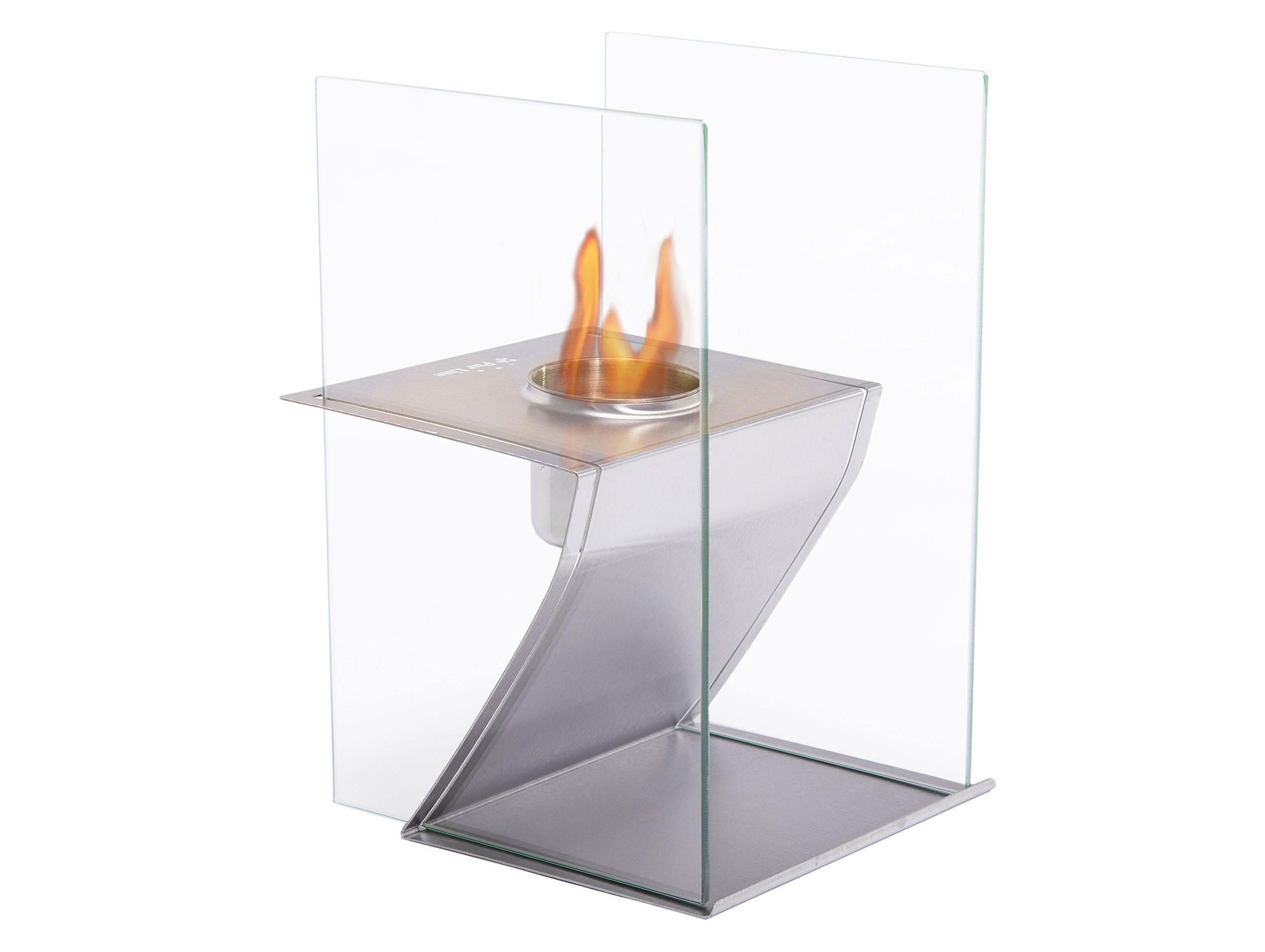 BIOETHANOL-KAMIN Silber Tischmodell inklusive 0.15 L Brennblock - Silberfarben, Glas (20/30/20cm) - Purline