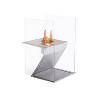 BIOETHANOL-KAMIN Silber Tischmodell inklusive 0.15 L Brennblock - Silberfarben, Glas (20/30/20cm) - Purline
