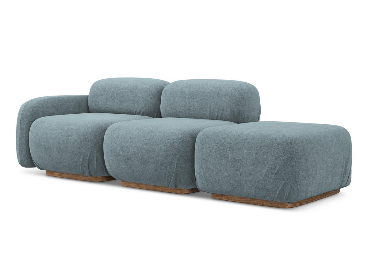 3-SITZER SOFA Rechts Bouclé Stoff Blau - Blau/Blaugrau, Holz/Textil (258/73/95cm) - Makamii