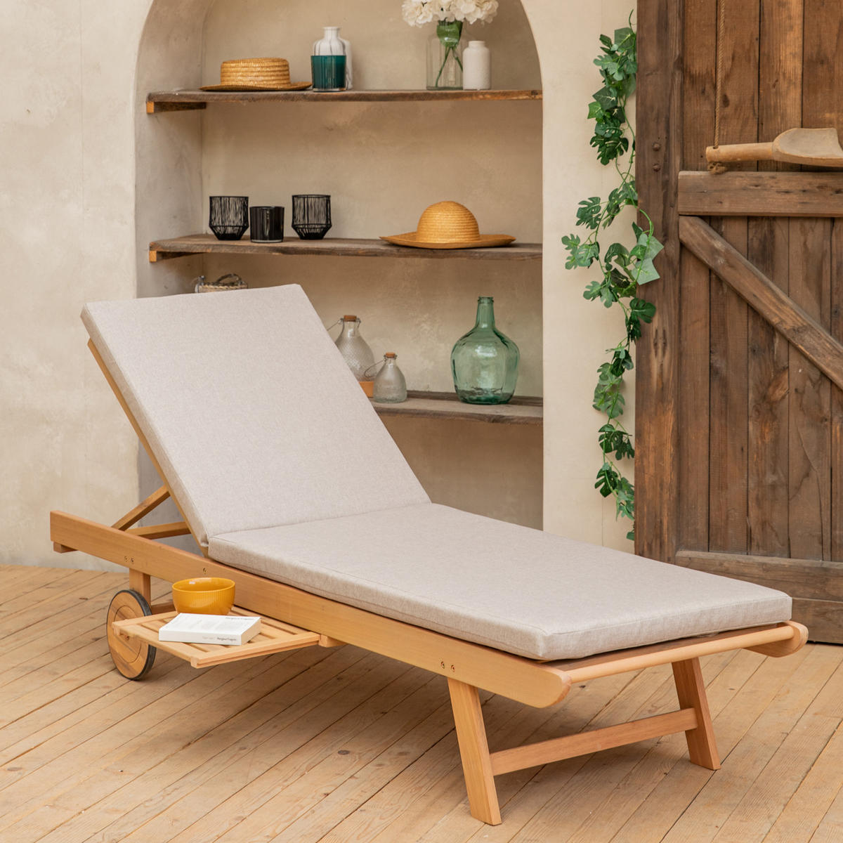 SONNENLIEGE Kanawa Sand - Beige, Holz (64/87/196cm) - Happy Garden