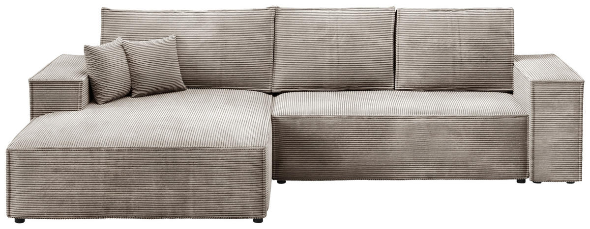 ECKSOFA Pablo mit Schlaffunktion Beige Cord - Beige, Textil (294/185cm) - Bromarkt