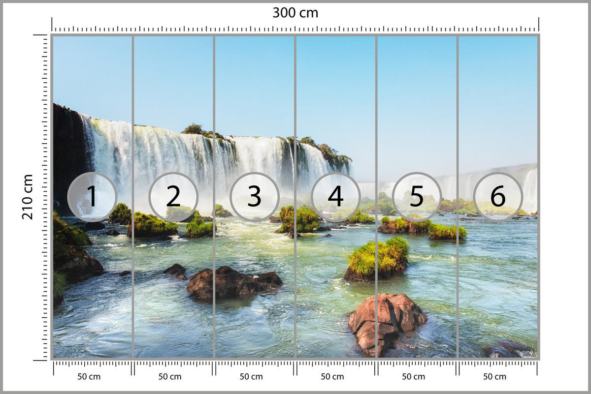 FOTOTAPETE für Schlafzimmer Wasserfall Felsen Natur Landschaft 300x210 - Beige/Orange, Papier (300/210cm) - Muralo