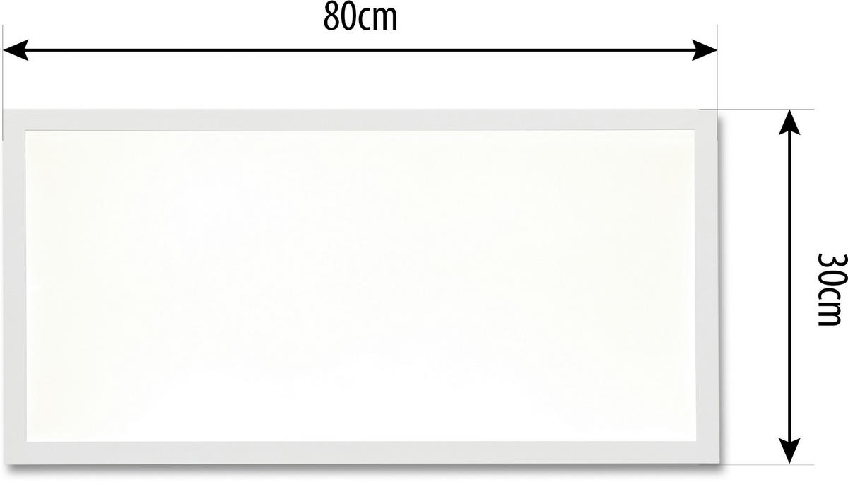 LED-DECKENPANEL - dimmbar mit RGB-Hintergrundbeleuchtung und Fernbedienung für stimmungsvolle Beleuchtung, rechteckig 80x30 - Weiß, Kunststoff (5.5/80/30cm) - Northpoint