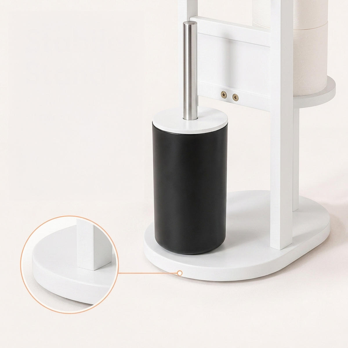 WC-SOUPRAVA bílá bambus s poličkou 80 cm - bílá, dřevo/kompozitní dřevo (30/80/18cm) - Relaxdays