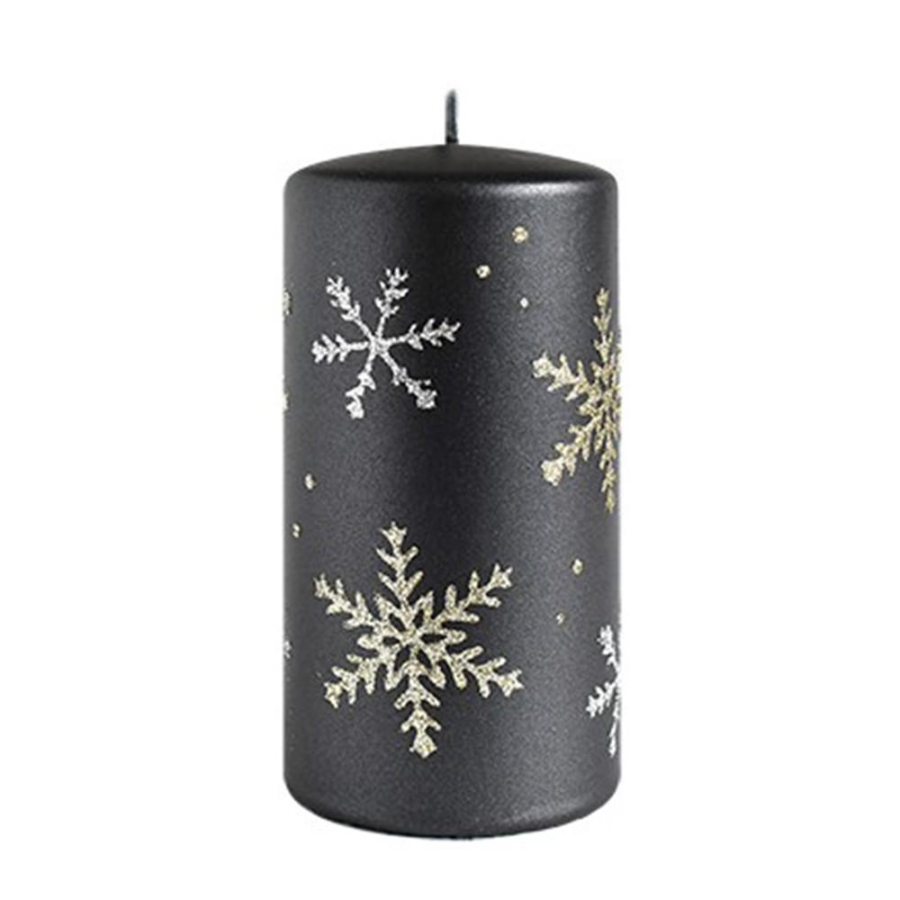 KERZE Frost Schwarz 7/7/17.5 cm Naturmaterial - Schwarz, Naturmaterialien (17.5cm) - Mondex
